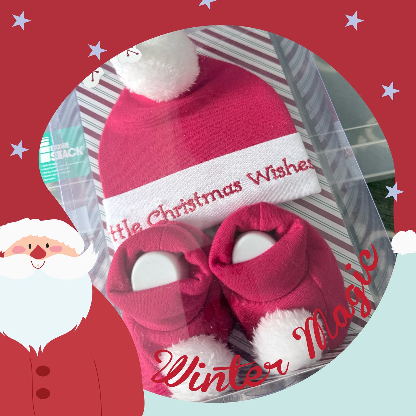 Christmas hat & bootieS set.