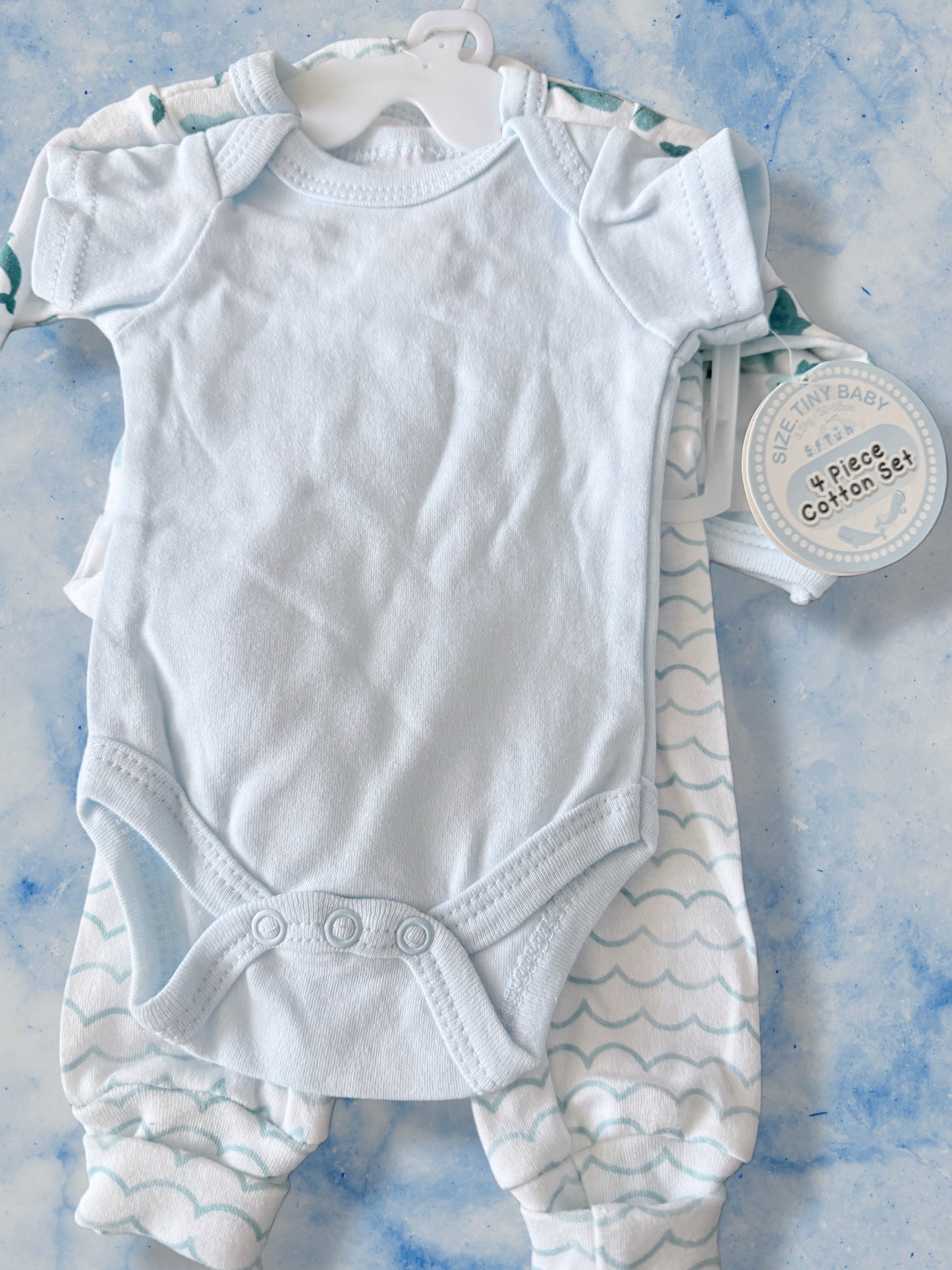 Tiny baby boy's 4 piece set.